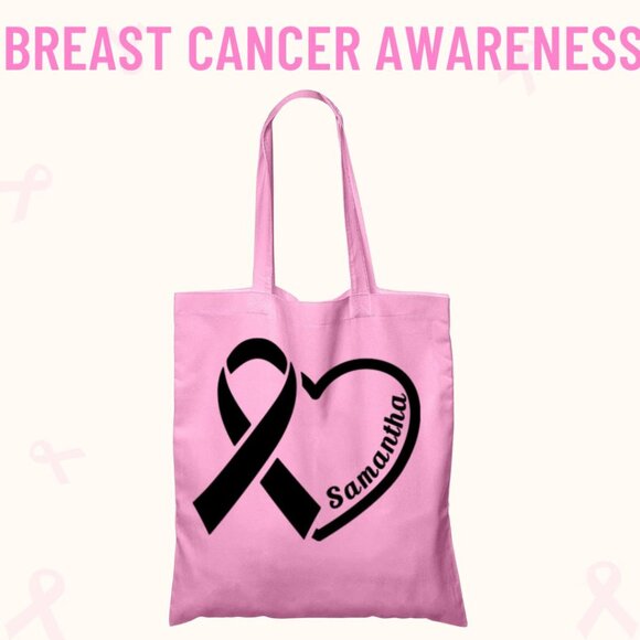 Breast Cancer Awareness Tote Bags Add your name or choose from the others - Picture 2 of 5